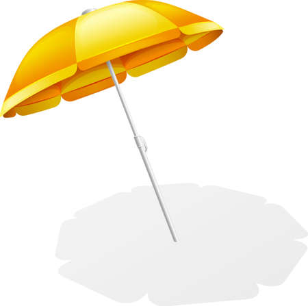 Fold Beach Umbrella With Shadow. Isolated on white.のイラスト素材