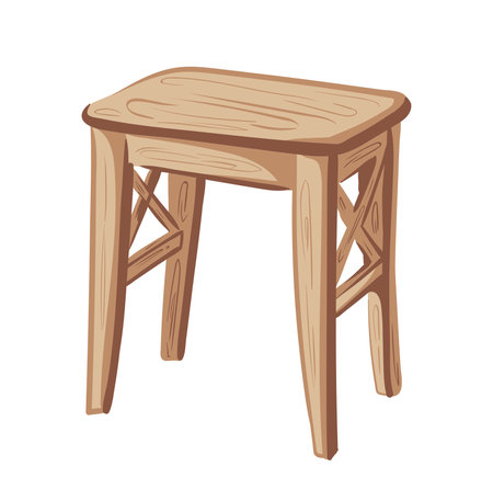 wooden stool with four legs on a white background. interior component vector illustrationのイラスト素材