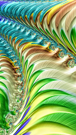 Abstract fractal background - computer-generated image. Digital art: stripes, curves and spirals. Light backdrop for ecology or business design projects.の写真素材