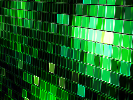 Checkered technology background - abstract computer-generated image. Fractal geometry: chaos cells with light effects. For sci-fi, tech or virtual reality design composition.の写真素材