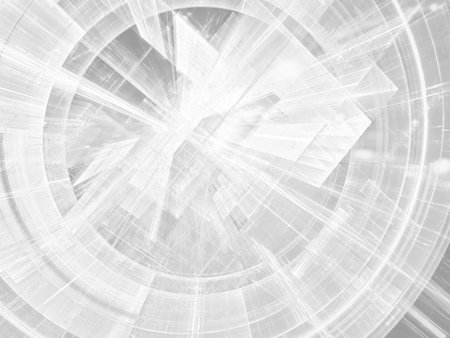 White background - abstract computer-generated image. Pale tech style disk or tunnel with lines and dots. For banners, covers, posters.の写真素材