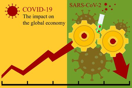 The negative impact COVID-19 pandemic on the global economyのイラスト素材