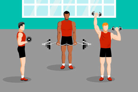 Workout with dumbbell in gym health trainingのイラスト素材