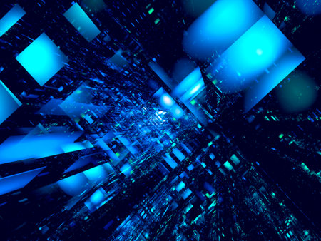 Technology background with perspective effect - abstract 3d illustration