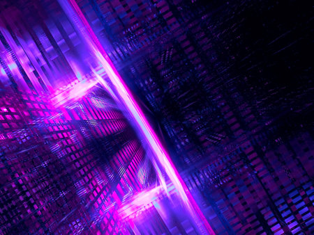 Abstract neon glowing background with perspective effect - 3d illustration