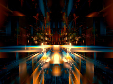 Space station or future city street - abstract 3d illustration
