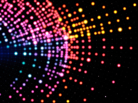 Dark background with glowing dots - abstract computer generated illustration
