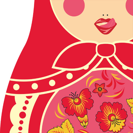 Russian nesting doll licking her lips. Vector illustrationのイラスト素材
