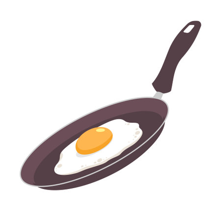 Frying pan with scrambled eggs from one egg.のイラスト素材