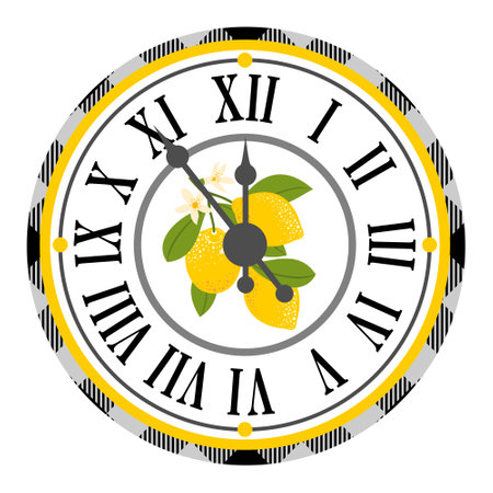 Round wall clock with lemon pattern.のイラスト素材