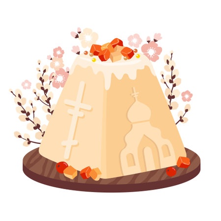 Cottage cheese Easter with a traditional pattern.のイラスト素材