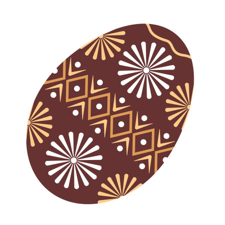Easter egg with a traditional Slavic pattern in brown colors.のイラスト素材