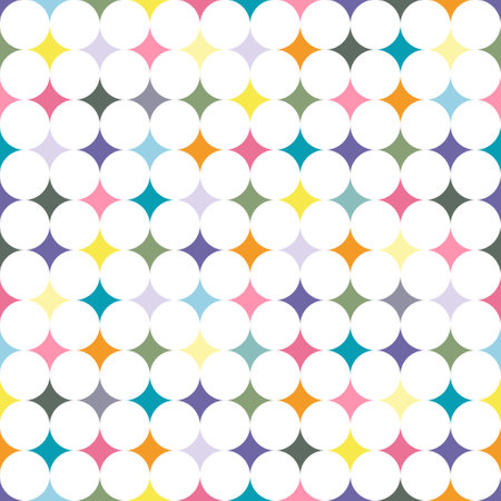 Seamless geometric pattern with multicolored stars.のイラスト素材