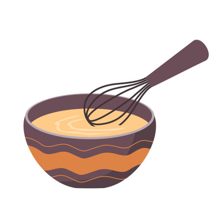 Pancake batter in a bowl with a whisk.のイラスト素材