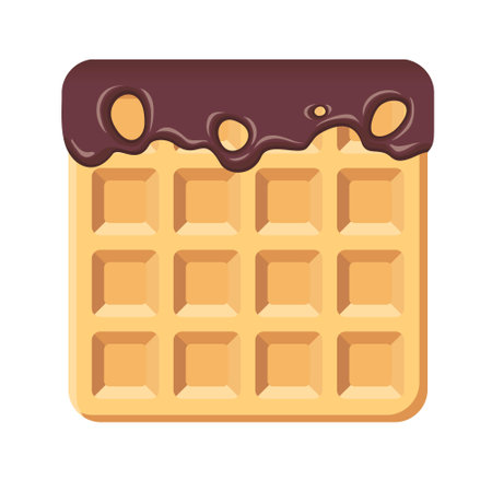 Square waffle with dripping chocolate.のイラスト素材