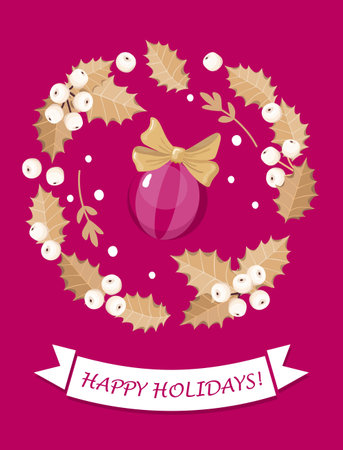 Greeting card with mistletoe for Christmas.のイラスト素材