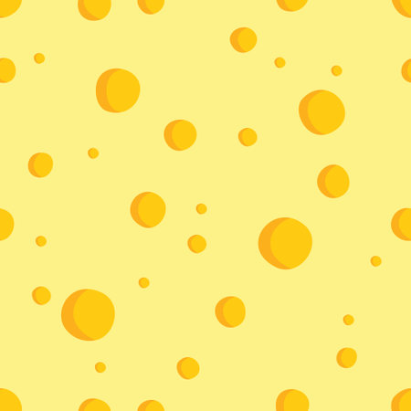 Cheese seamless pattern. Cheese in the cut, close, holes. Vector, yellow colors.のイラスト素材