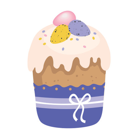 Easter cake with eggs. Vector, white background, isolated.のイラスト素材