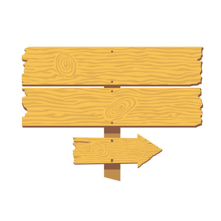 Wooden road sign board with hanging arrow. Illustrated clipart.のイラスト素材