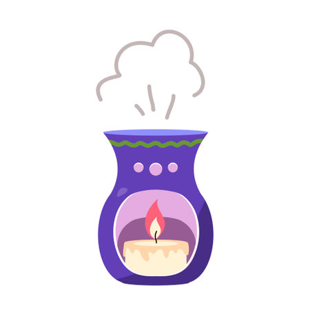 Aroma lamp with a burning candle for aromatherapy.のイラスト素材
