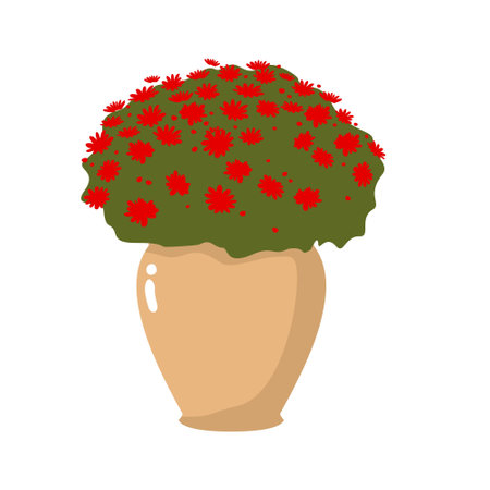 A flowering bush in a large ceramic pot. vector clipart.のイラスト素材