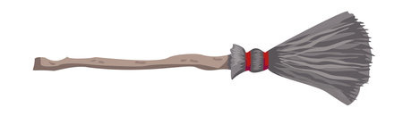 Witches broom on Halloween. Vector, white background, isolated.のイラスト素材