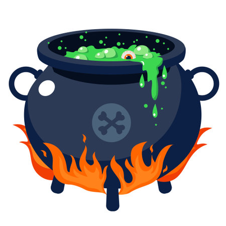 Halloween cauldron with witch's potion. Illustrated vector element.のイラスト素材