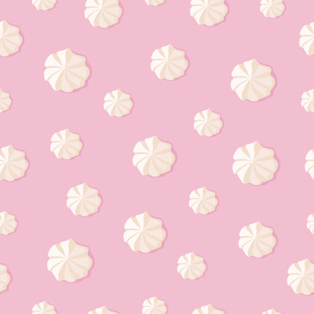 Meringues on a pink background. vector seamless pattern.のイラスト素材
