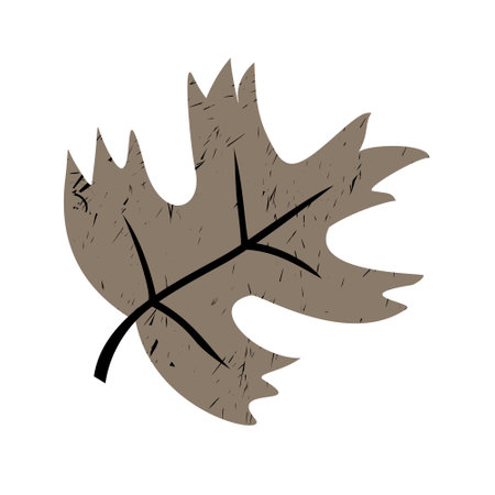 Autumn brown maple leaf with streaks. Vector illustration in a flat style on a white background isolated.のイラスト素材