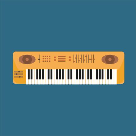 Modern musical instrument background with Synthesizer. Synthesizer musical instrument in modern style.のイラスト素材