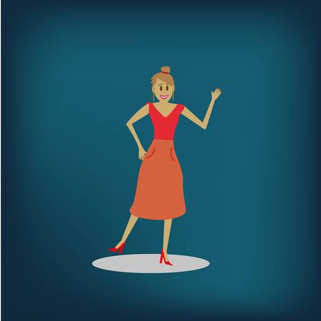 Illustration with dance move woman. Fashion illustration. Fashion young woman.のイラスト素材