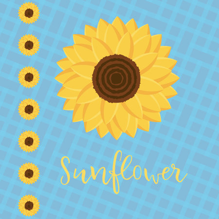 Yellow sunflower vector flower illustration, summer and natural flora on a light background. Isolated sunflower.のイラスト素材