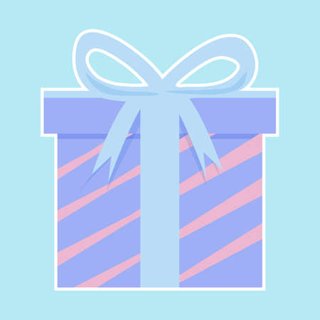 Gift Boxes blue or purple color with Ribbon. Holiday Christmas gift box. Present box icon. Xmas present.のイラスト素材
