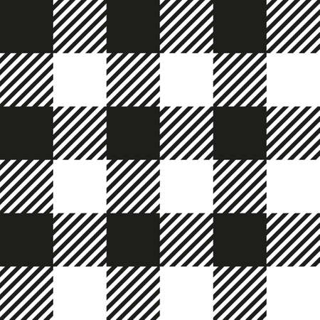 White and Black Buffalo Check Plaid Seamless Pattern Classic style white and black buffalo check flannel plaid pattern.のイラスト素材