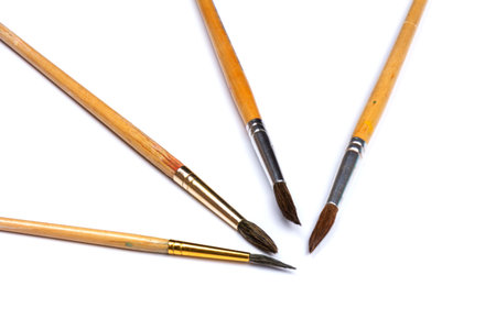 paint brushes isolated on white background. accessories for drawing.