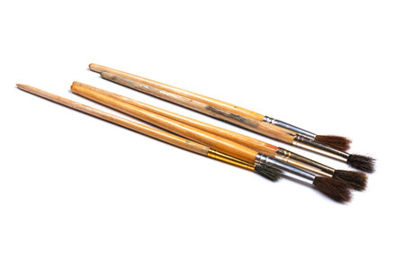 paint brushes isolated on white background. accessories for drawing.