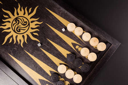 backgammon traditional oriental game, macro background gamblingの写真素材