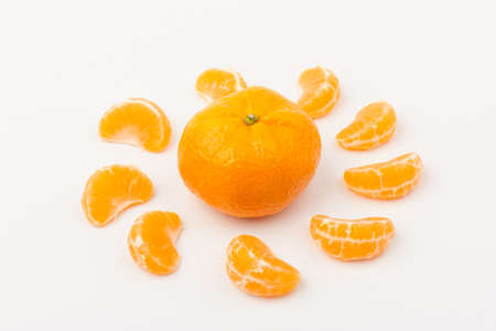 Ripe mandarin citrus isolated tangerine mandarine orange on white background.の写真素材