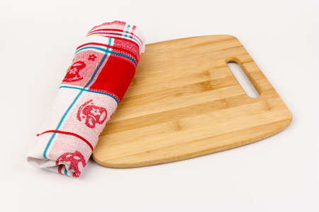 Cutting Board on a white background. Chopping boards made from natural bamboo.Texture.の写真素材
