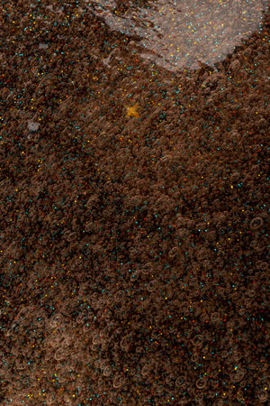 Abstract textured background transparent slime with bubbles inside. Macro of kids toy slime.
