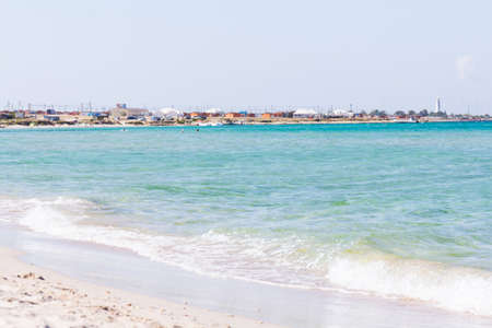 Summer beach and sea. Azure beach with clear water at sunny day, sea view. summer holiday conceptの写真素材