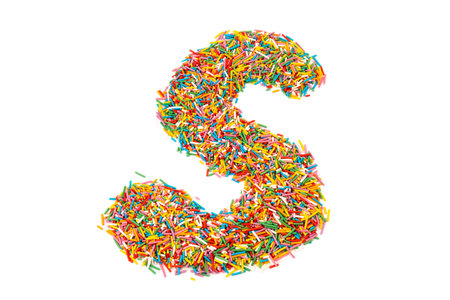 Sugar sprinkle dots, decoration for cake and bakery, a lot of sprinkles, isolated on white...