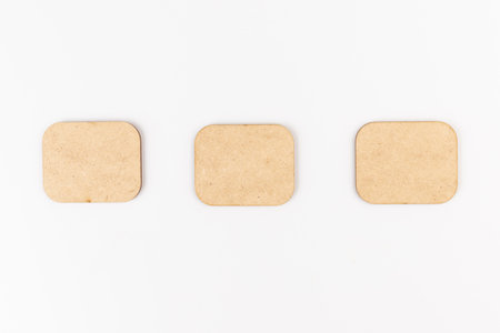 Set of kraft paper notes. Mockup for design. blank templates.の写真素材