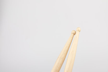 Wooden drumsticks isolated on white background. musical instruments.の写真素材
