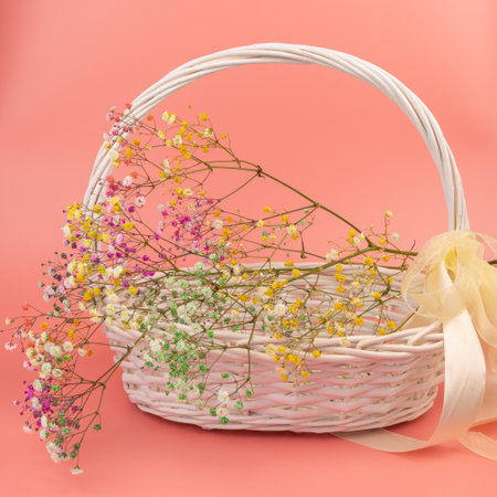 Floral beautiful pastel pink background. Colorful small flowers. Flowers Gypsophila. copyspace.の写真素材