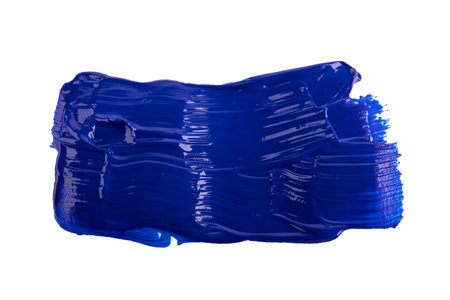 Blue brush stroke isolated on white background. Colorful oil paint brush strokeの写真素材