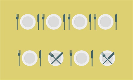 Cutlery set etiquette - plate, fork, knifeのイラスト素材