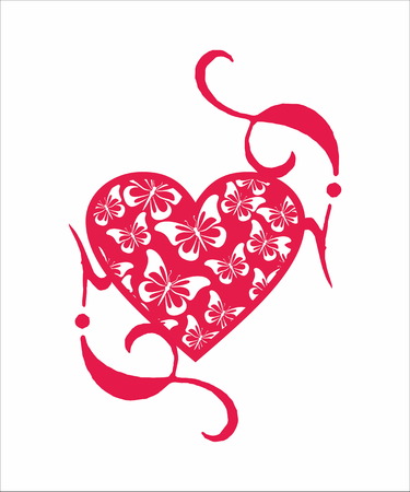 Decorative hear and butterflyのイラスト素材