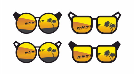 summer sunglasses with desert reflectionのイラスト素材