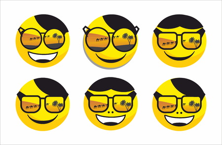 smile in summer sunglasses with desert reflectionのイラスト素材
